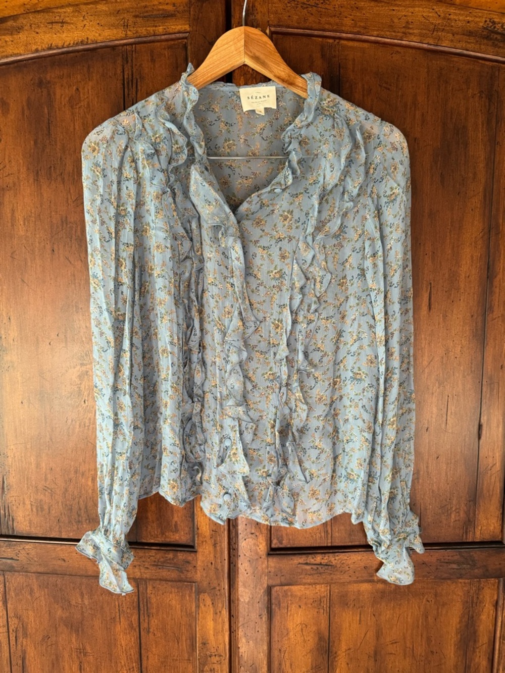Sèzane Celine Shirt Vintage Blue Prairie FR38 - Picture 5 of 8